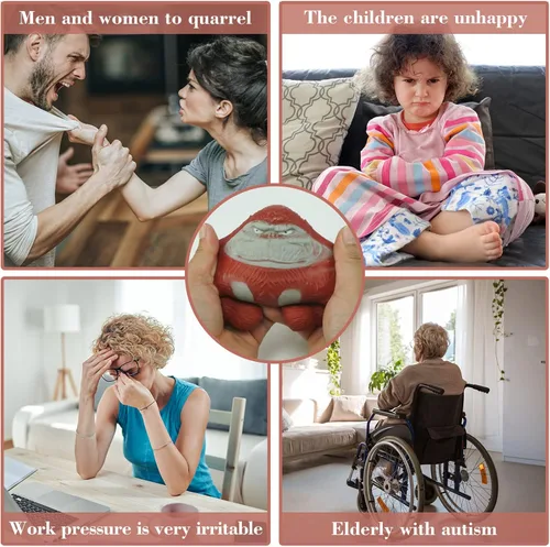 Vista 4 de YANZHE Juguetes de mono, divertidos juguetes de gorila para niños y adultos, mono antiestrés para apretar, juguetes sensoriales para aliviar