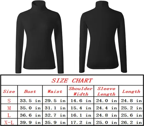 Vista 7 de Camiseta básica de algodón de manga larga de cuello alto para mujer Slim Fit elástico Tee Tops