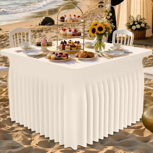 Vista 2 de Smiry Mantel de elastano, elástico ajustable para mesas rectangulares de 3 pies, impermeable, lavable, para exteriores, bodas, banquetes y fiestas