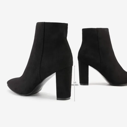 Vista 6 de DREAM PAIRS Botines de tacón grueso para mujer Negro