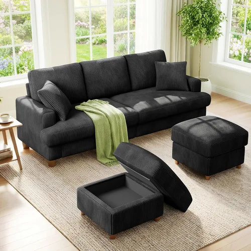 Vista 39 de Kidirect Silla de acento extragrande de 35.5 pulgadas, sillas de sala de montaje fácil, silla de lectura de pana para dormitorio, sillas de acento
