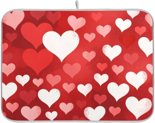 Vista 21 de Tapete de secado de platos de 16 x 18 pulgadas para encimera de cocina, hojas de arce y hojas de arce, tapete de microfibra reversible para secar