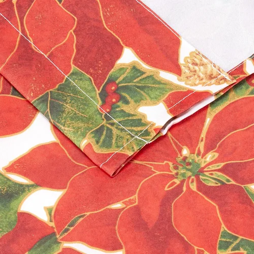 Vista 3 de Violet Linen Juego de cortinas de cocina de 3 piezas con estampado botánico botánico de Navidad