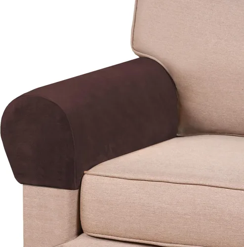 Vista 15 de PrinceDeco 2 Pack Thick Velvet Stretch Armrest Covers for Chairs and Sofas, Non Slip, Blue