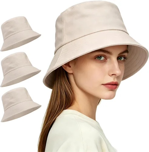 Vista 15 de Paquete de 3 sombreros de verano unisex para actividades al aire libre 3 Negro/Blanco/Beige