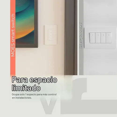 Vista 5 de MOES Interruptores inteligentes Zigbee de 2ª generación, sin cable neutro, interruptor de luz de un polo inteligente que requiere MOES Zigbee Hub