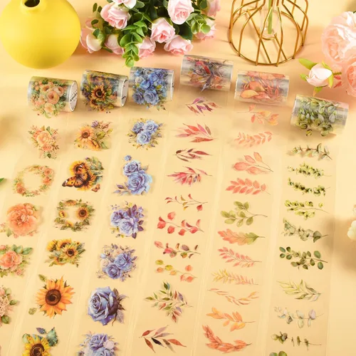 Vista 4 de Cinta Washi, cintas de PET para álbumes de recortes (azul y rosa)
