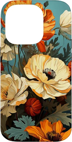 Vista 17 de Funda de flores mexicanas para iPhone 12 Pro Max Marigold Flower and Teal Aqua Blue Cyan