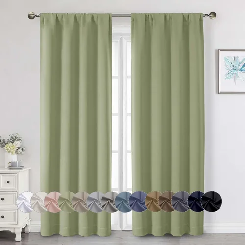 Vista 178 de Cortinas opacas para dormitorio, sala de estar, juego de 2 paneles de 54 pulgadas de largo, cortinas de oscurecimiento de habitación con aislamiento