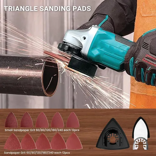Vista 8 de 159 hojas de sierra oscilantes con papel de lija, cuchillas multiherramienta universales de titanio para madera/plásticos/metal, kits
