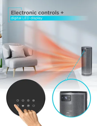 Vista 2 de BLACK+DECKER BHTC209 - Calentador oscilante de cerámica con mando a distancia, color negro