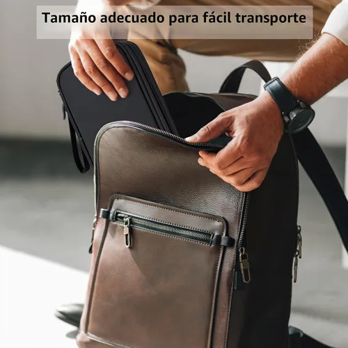 Vista 6 de Cables - Organizador de viaje para hombres y mujeres, para organizar y almacenar accesorios tecnológicos, cables electrónicos (negro, PU-M)