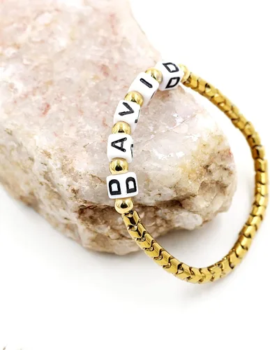 Vista 4 de Personalized Custom Name Initial Letters Hematite Beads Bracelets for Women Men Best Friend Y1533