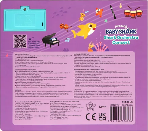 Vista 6 de Pinkfong Baby Shark Family Orchestra Concert Sound Book Libro interactivo de aprendizaje musical para bebés y niños pequeños de 1 a 3 años Libro