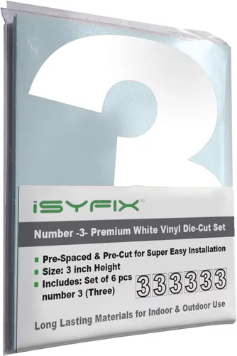 Vista 71 de iSYFIX - Calcomanías de vinilo blancas con número 0 (cero) - Juego de 6 unidades de 1.5 pulgadas autoadhesivas - Decalcomanías premium troqueladas