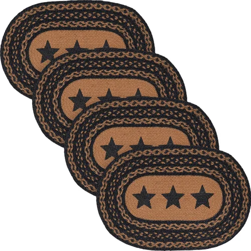 Vista 17 de VHC Brands Farmhouse Star - Mantel individual para mesa de comedor, yute trenzado, ovalado, negro tostado, 10 x 16 pulgadas