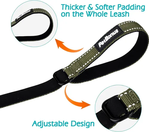 Vista 3 de PetBonus Correa de muñeca para perro, correa de seguridad para correa retráctil, correa corta reflectante con cerradura y mango acolchado suave