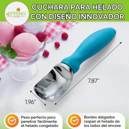 Vista 2 de Spring Chef - Cuchara para helado profesional, fuerte y resistente con mango cómodo, utensilio de cocina de primera calidad para masa de galletas