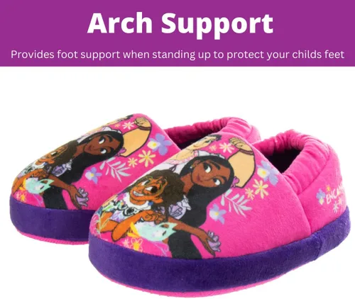 Vista 3 de DISNEY Pantuflas de princesa Encanto Cenicienta Ariel Jasmine Tianna para niñas, ligeras, cálidas, cómodas, suaves, Aline Girls (niños pequeños)