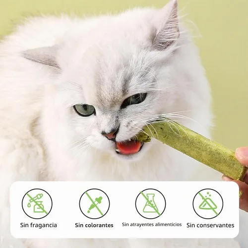 Vista 5 de Meowly Palitos de hierba de gato de 3.88 oz para gatos, palitos de hierba natural con sabor a pollo para limpieza de dientes y remedio para bolas