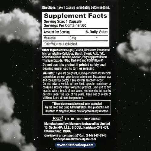 Vista 6 de Advanced Sleep Aid - Suplemento dietético de melatonina, cápsulas de 10 mg, 60