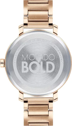 Vista 3 de Movado Bold Evolution - Reloj de cuarzo de acero inoxidable y pulsera para mujer, color oro rosa (modelo 3600650), Oro Rosa, Reloj de cuarzo