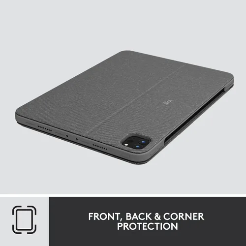 Vista 3 de Logitech Combo Touch iPad Pro de 11 pulgadas (1ª, 2ª, 3ª, 4ª generación - 2018, 2020, 2021, 2022) Funda de teclado Oxford Gris Crayón Lápiz digital
