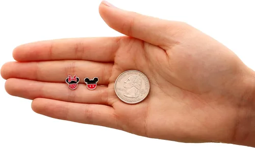 Vista 5 de Disney Mismatched Stud Earrings Mickey and Minnie Mouse Silver Plated Officially Licensed