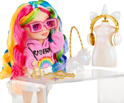 Vista 4 de RAINBOW HIGH Creative Crystals Amaya - Muñeca modelo arcoíris de 11.0 in con accesorio de cristal, kit de bricolaje, anillo para ti, juego