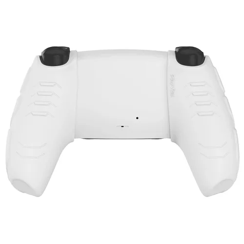 Vista 9 de PlayVital Mecha Edition White Ergonomic Soft Controller Silicone Case Grips for PS5, Rubber Protector Skins with Thumbstick Caps for PS5 Controller