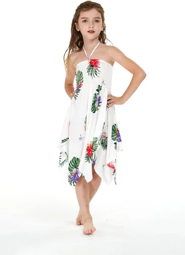 Vista 5 de Vestido hawaiano Luau con fondo irregular gitano para niña en Pretty Tropical