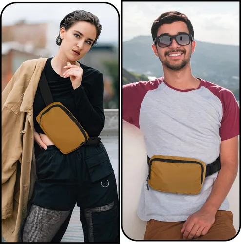 Vista 44 de Riñonera, bolsa para cinturón, correa ajustable ajustable de 40 pulgadas, para mujeres y hombres