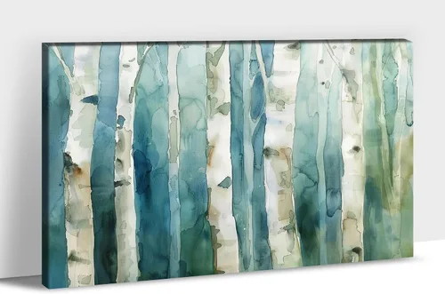 Vista 14 de UZMKM Lienzo decorativo de abedul para pared, pintura de bosque otoñal, imagen panorámica de paisaje, vista de la naturaleza amarilla, obra de arte