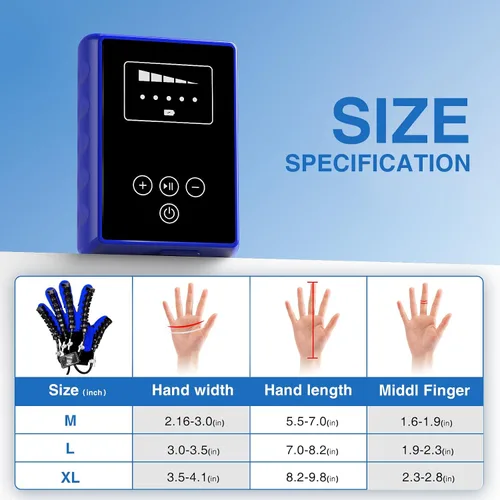 Vista 7 de Equipo de rehabilitación de manos, guantes de terapia para dispositivo de recuperación de mano de accidente cerebrovascular, guante