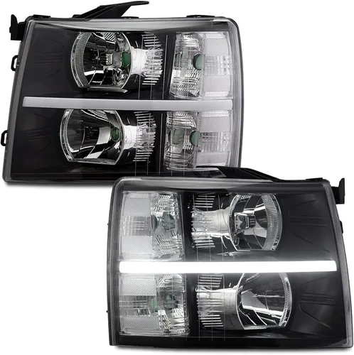 Vista 11 de G-PLUS - Par de faros delanteros led para circulación diurna, lente transparente, carcasa negra, reflector ámbar