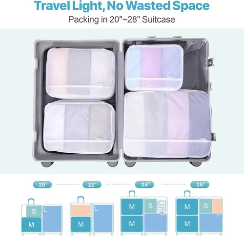 Vista 7 de Cambond Cubos de embalaje de malla de doble uso, bolsa de lavandería Cubos de embalaje transparentes para viajes, bolsas de lavandería de malla