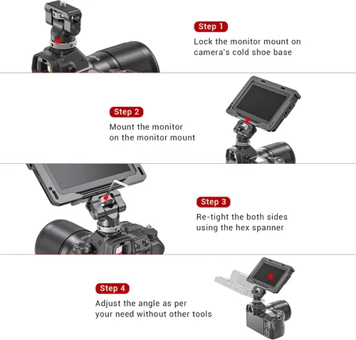 Vista 5 de SmallRig Soporte de montaje para monitor de campo con zapata fría y tornillo de 1/4 pulgadas para monitor de 5 pulgadas y 7 pulgadas, con giro