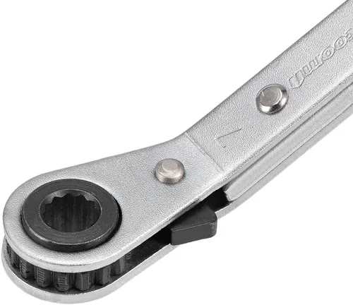 Vista 5 de uxcell Llave de trinquete reversible, extremo de caja doble de desplazamiento de 0.236 in x 0.276 in, Cr-V