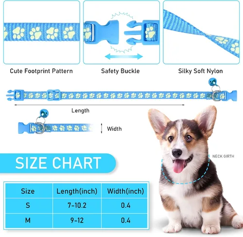 Vista 2 de GAMUDA 12 collares reflectantes para identificación de cachorros, juego de nailon suave, bandas de arena con hebilla ajustable con 2 gráficos