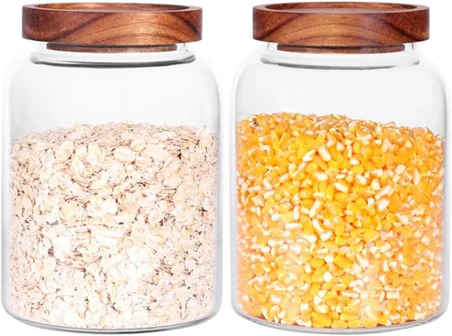 Vista 13 de LEAVES AND TREES Y Tarro de vidrio de 1 galón con tapa hermética y parte inferior antideslizante para almacenamiento de alimentos secos