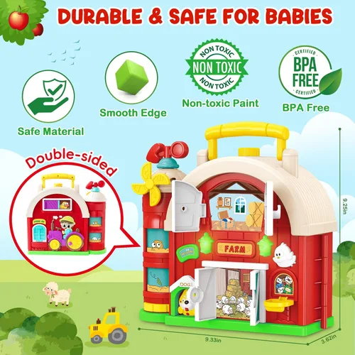 Vista 6 de Tablero Ocupado de Granja Montessori, Juguetes de Desarrollo de Habilidades Motoras para Niños de 1 y 2 Años, Regalo para Niños de 1 a 3 Años