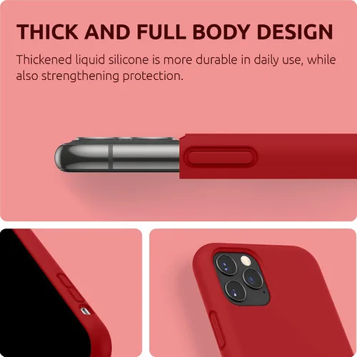 Vista 7 de SURPHY Funda compatible con iPhone 11 Pro de 5.8 pulgadas, funda gruesa de silicona líquida (con forro de microfibra) para 11 Pro 2019, color rojo