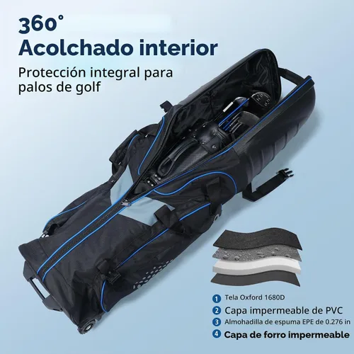 Vista 3 de Golf Travel Bags for Airlines with Wheels, Hard Case Top and 1680D Heavy Duty Oxford Protect Golf Clubs, Lightweight and Easy to Maneuver