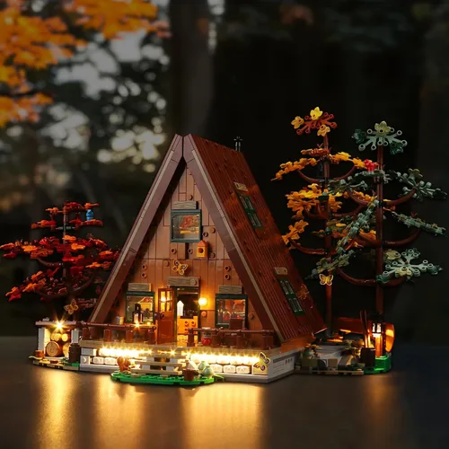Vista 6 de BrickBling Luz LED compatible con Lego A-Frame Cabin 21338, luces creativas sin