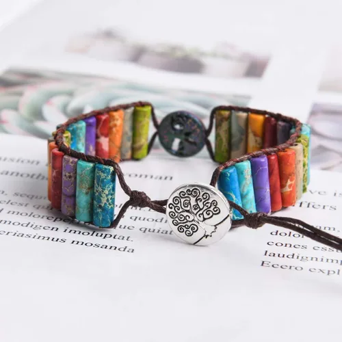 Vista 3 de YGLINE Pulseras bohemias hechas a mano de piedra natural, pulsera de cuentas de cristal