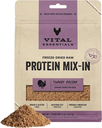 Vista 8 de Vital Essentials Mezcla de Proteína Cruda Liofilizada para Complementar Comida de Perro, Complemento de Pollo Molido para Perros, 6 oz