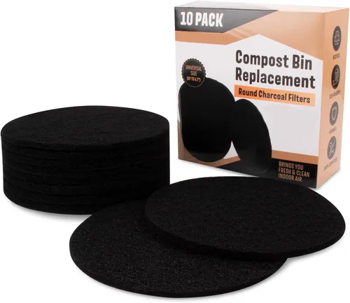 Vista 2 de Paquete de 10 filtros de carbón para cubo de abono de cocina, filtros de abono para reemplazo de cubos de contenedores de encimera