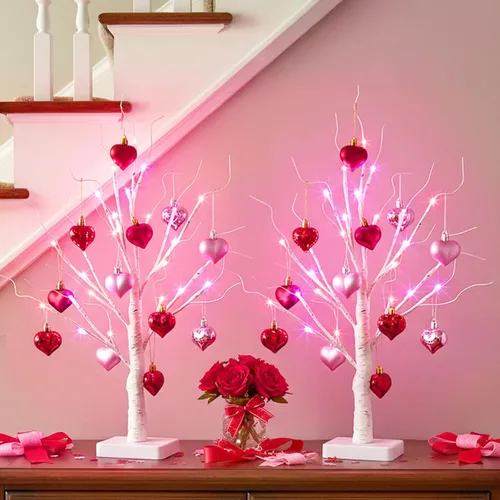 Vista 11 de EAMBRITE Árbol de abedul iluminado para decoración de Navidad para interiores para el hogar, paquete de 24 luces LED, funciona con baterías/USB
