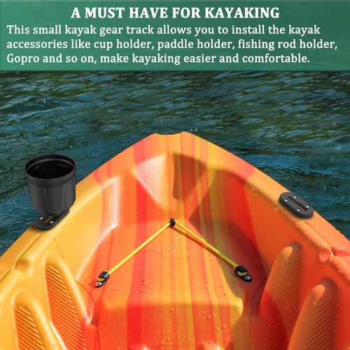 Vista 4 de Huntury Pista de kayak, pista de perfil bajo para kayak, riel de kayak, pista de montaje de accesorios de kayak, pista de engranajes de kayak