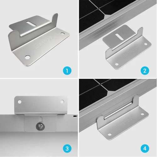 Vista 4 de Renogy Soportes de montaje en Z para panel solar, aluminio ligero, construcción libre de corrosión para RVs, remolques, barcos, yates, pared y otra